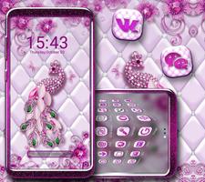 Pink Peacock Diamond Launcher Theme ภาพหน้าจอ 3