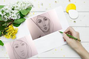 How to draw a face step by ste Cartaz
