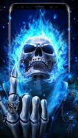 Blue Flaming Skull постер