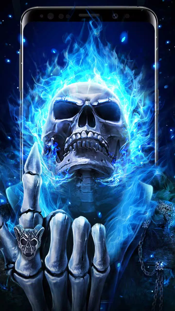 blue fire skull