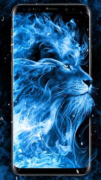 Blue Flaming Lion poster