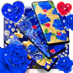 Синие золотые розы обои
