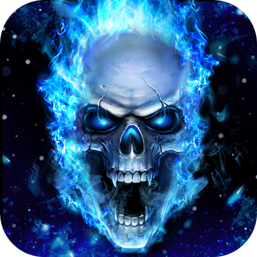 Blaue Feuer Schädel Live Wallpaper