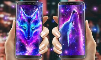 Night Sky Wolf Live Wallpaper اسکرین شاٹ 2