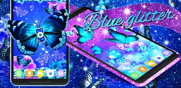 Blue glitz butterfly wallpaper