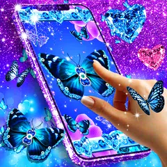 Blue glitz butterfly wallpaper XAPK download