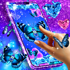 Blue glitz butterfly wallpaper biểu tượng