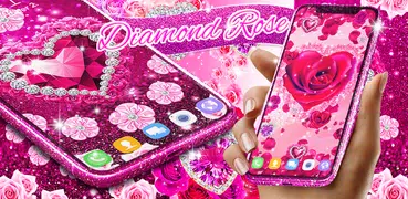 Diamond rose glitter wallpaper