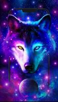 Wolf am Nachthimmel Live Hintergrund Plakat