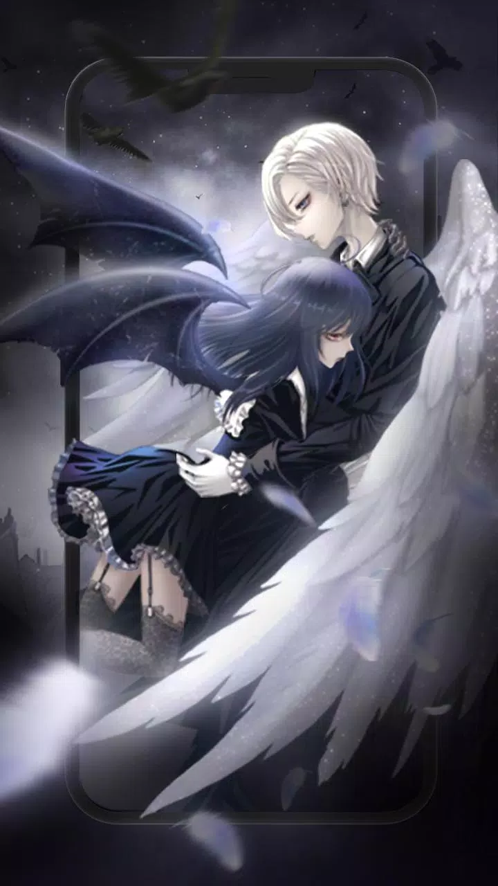 Angel and demon, manga, anime, couple, love, HD wallpaper