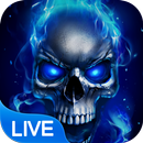 blaue Feuer Schädel Live Wallpaper APK