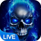 blaue Feuer Schädel Live Wallpaper Zeichen