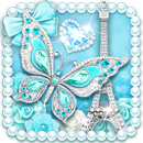 Papillon diamant turquoise Fond d'écran en direct APK