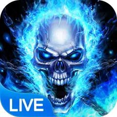 Blue Fire Skull Bone Live Wallpaper APK download