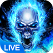 Blue Fire Skull Bone Live Wallpaper