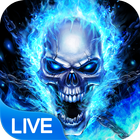 Blue Fire Skull Bone Live Wallpaper ไอคอน