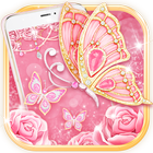 Pink Gilt Butterfly Live Wallpaper icône