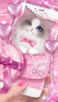 Schöne rosa Katze Live Hintergrund Plakat