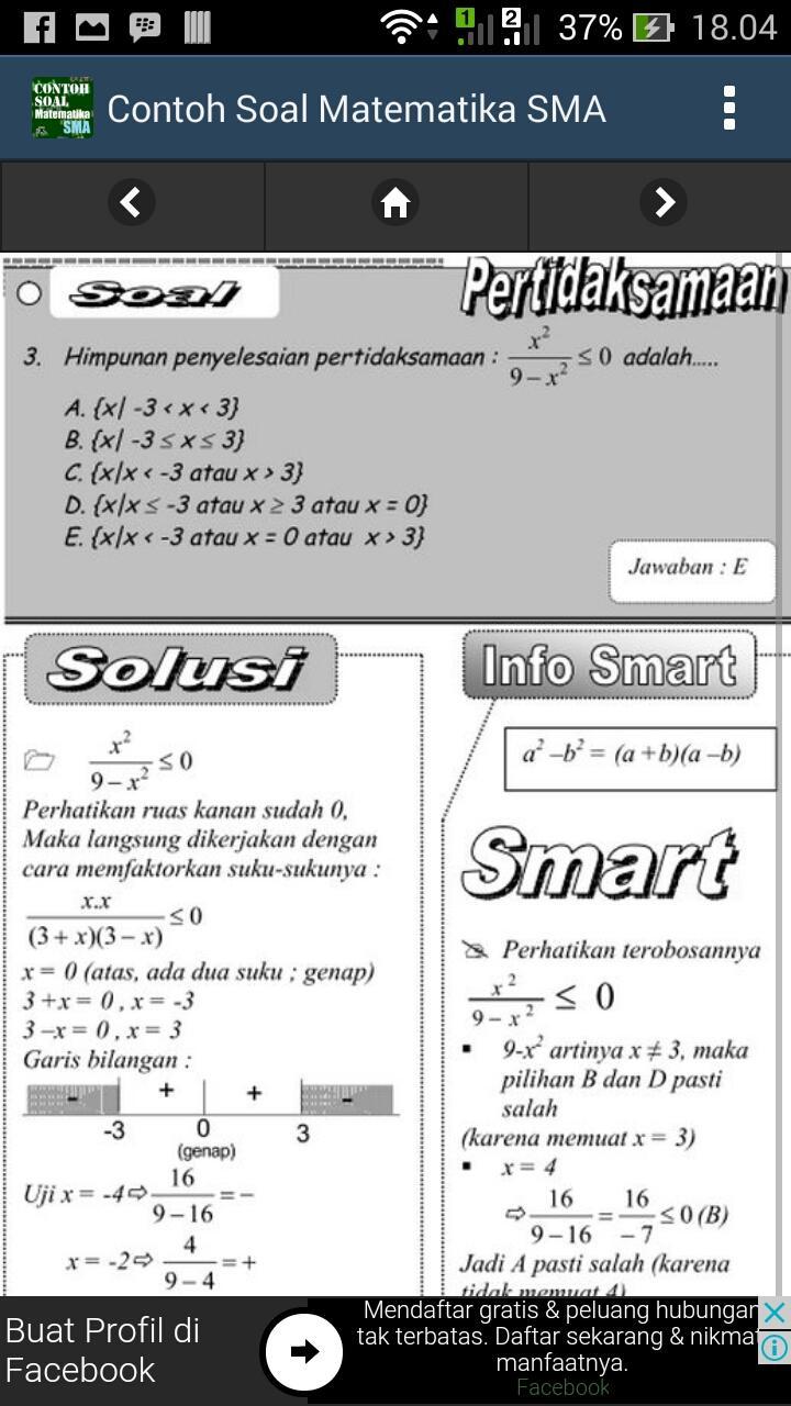Contoh Soal  Matematika  Smp  Kelas  9  Dan  Bahasan Contoh 