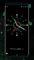 Black clock lock screen for android phone poster
