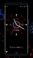 Black clock lock screen for android phone screenshot 2