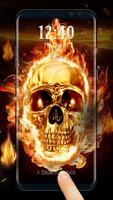 Пылающий череп Блокировка экрана постер