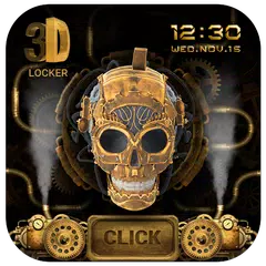 Скачать 3D Golden Steampunk Skull Lock Screen APK