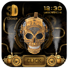 3D Golden Steampunk Skull Lock Screen иконка