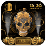 3D Golden Steampunk Skull Lock Screen иконка