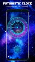 Futuristic Clock Fingerprint Lock Screen for prank Poster