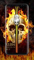 Skull & zipper style lock screen poster