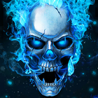 Blue Flaming Skull Live Wallpaper 2019 icône
