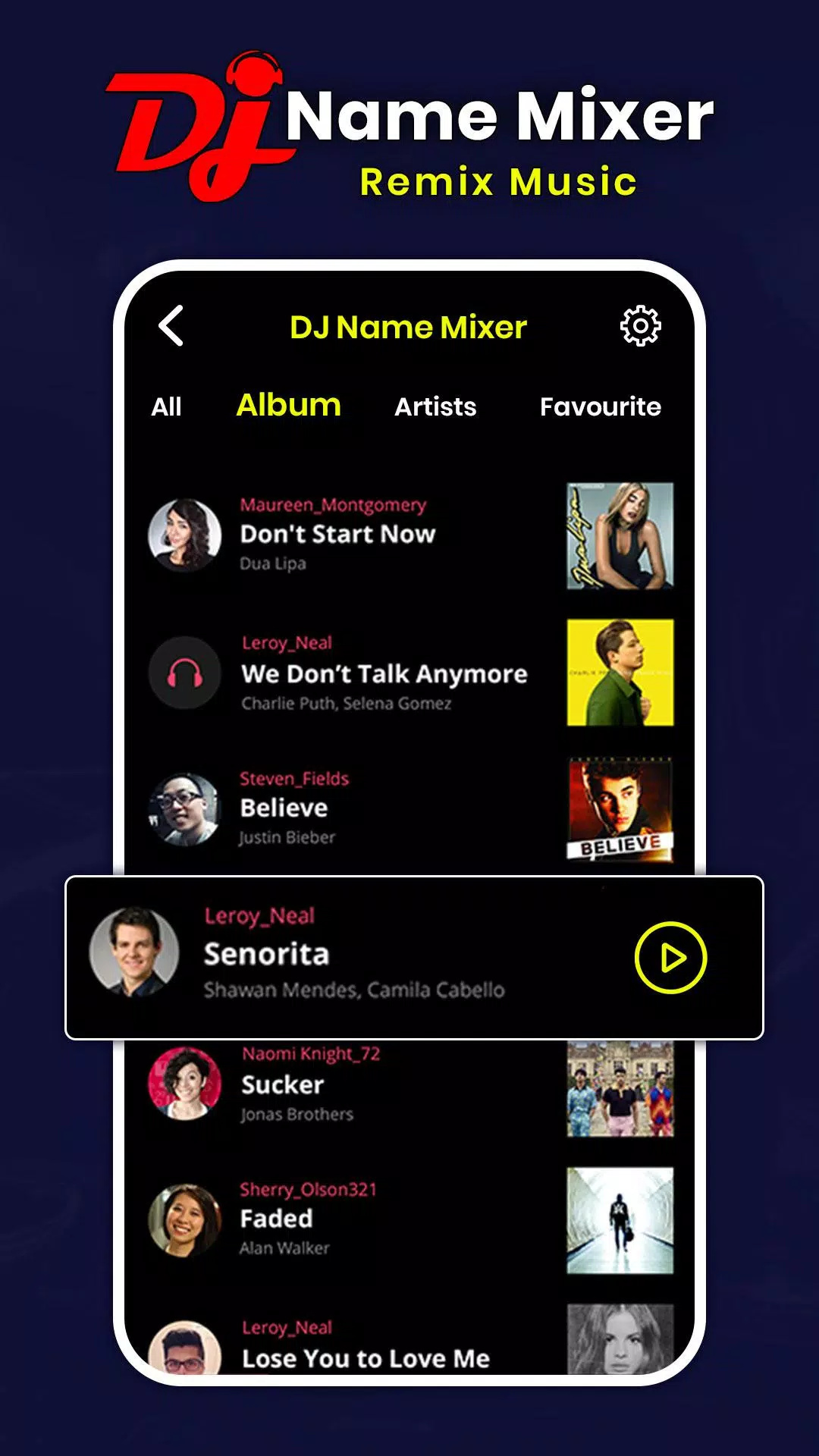 DJ Name Mixer With Music Player - Mix Name To Song APK สำหรับ Android -  ดาวน์โหลด