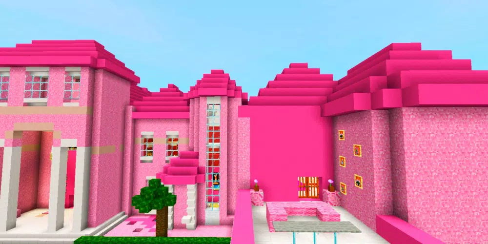 Roblox worlds pink dollhouse mansion pano de fundo digital foto