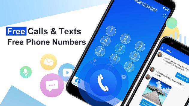 Free phone calls, free texting SMS on free number poster