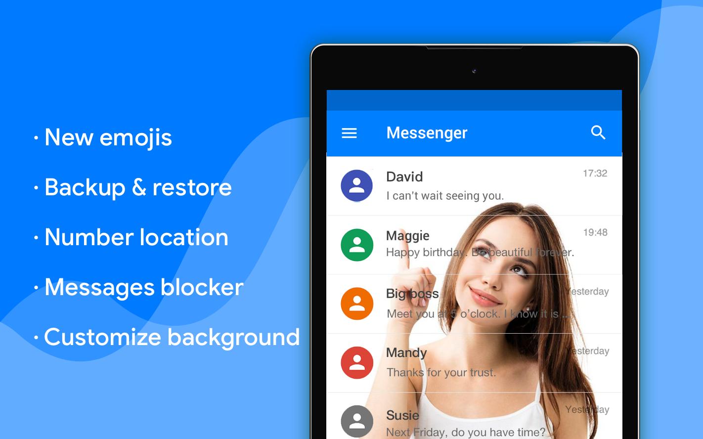 Text messenger. Messenger app ad.