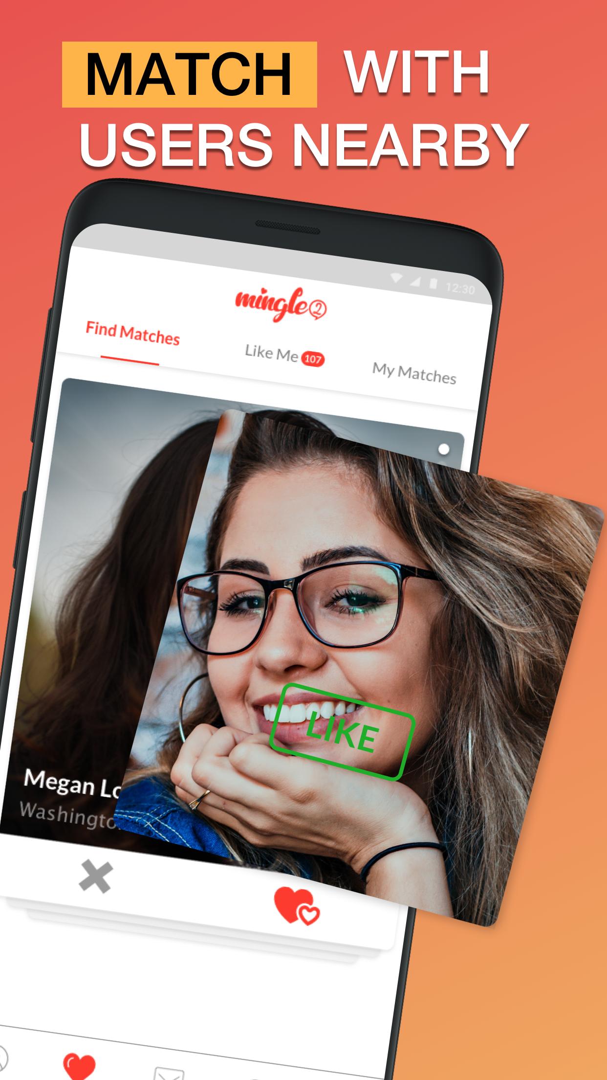 Mingle 2 app logo is displayed on a mobile pho…