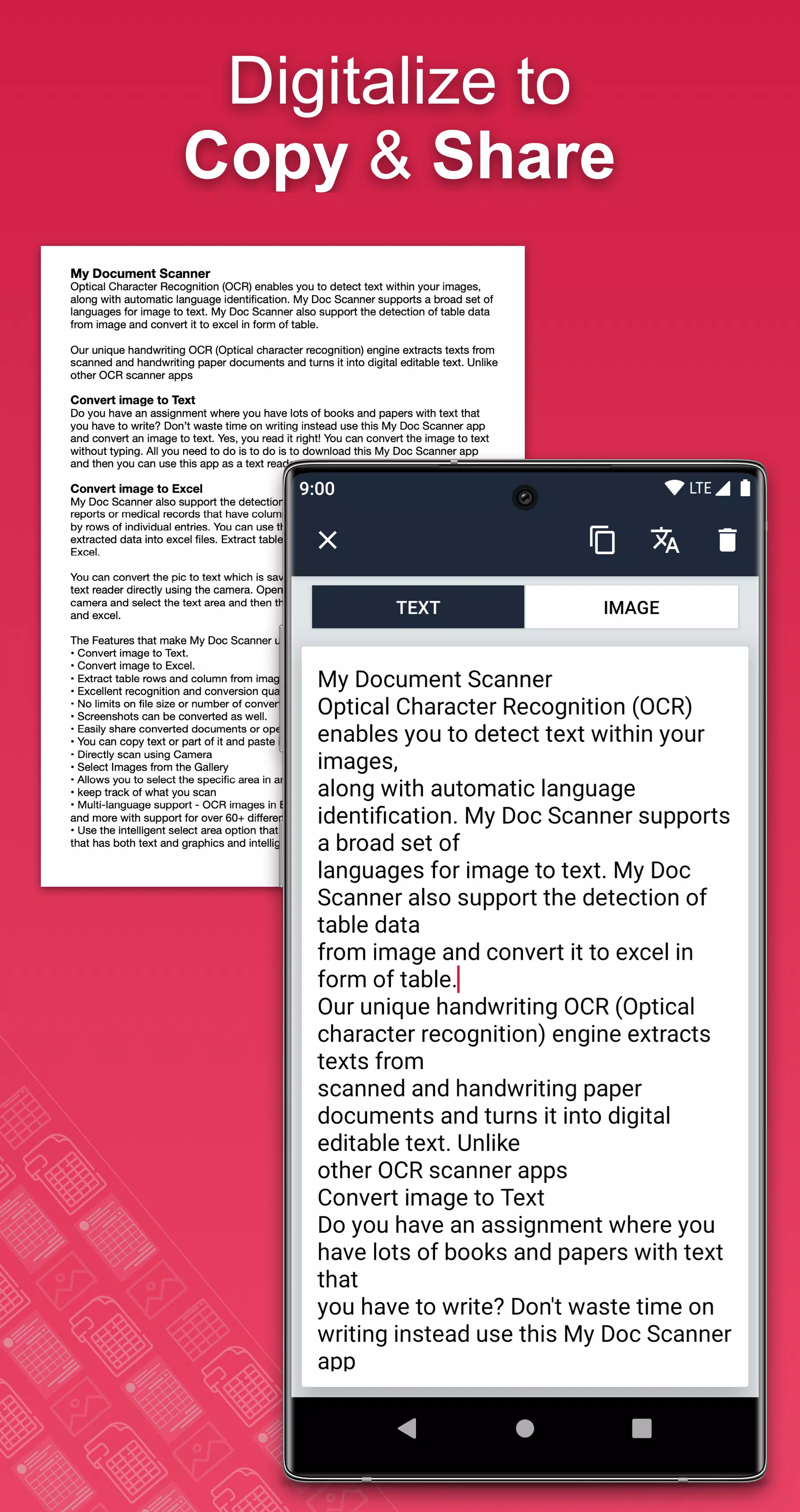 Document Scanner OCR Convert Image to Excel & Text for Android - APK  Download
