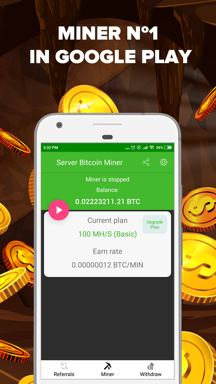 actual bitcoin mining for android