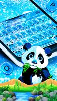 Blue Glitter Cute Panda - Keyboard Theme screenshot 1