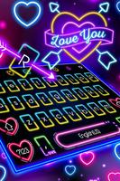 Neon Love Heart Keyboard الملصق
