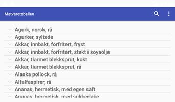 Matvaretabellen screenshot 2