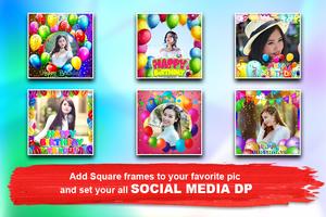 Birthday Greeting Cards Maker photo frames,cakes Affiche
