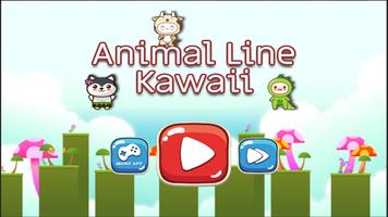 Animal Line Kawaii Affiche