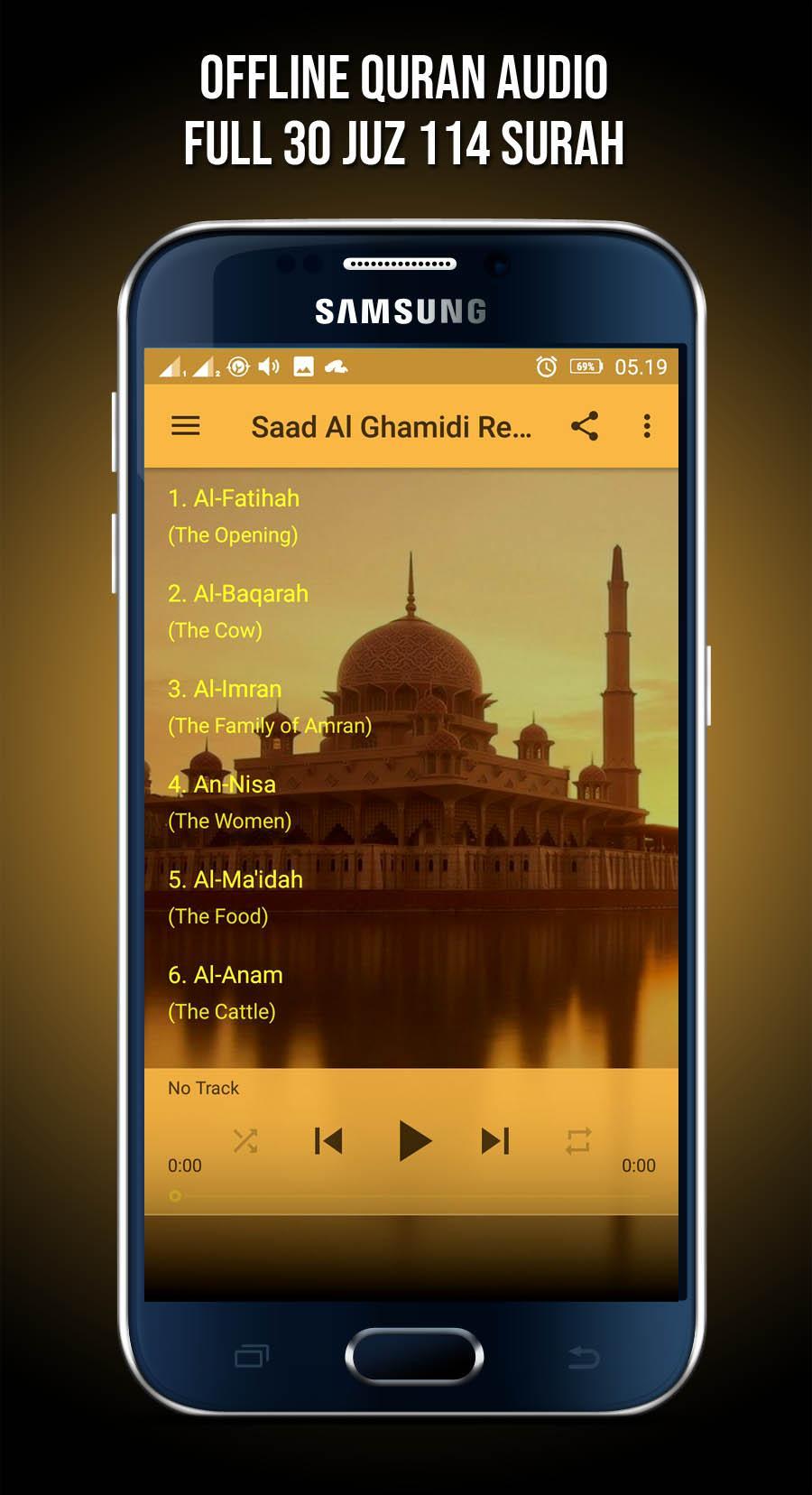 Saad AL GHAMIDI Qur'an Mp3 Full Offline 30 Juz APK pour Android Télécharger