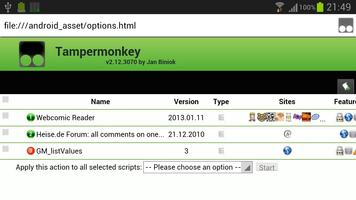 برنامه‌نما Tampermonkey عکس از صفحه