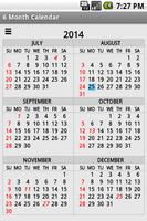 Six Month Calendar পোস্টার