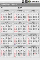 Twelve Month Calendar Plakat