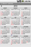 Twelve Month Calendar 海報