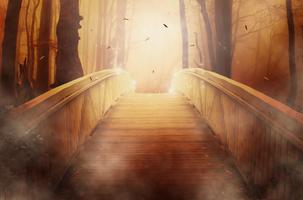 Mystical Autumn Bridge Theme Affiche